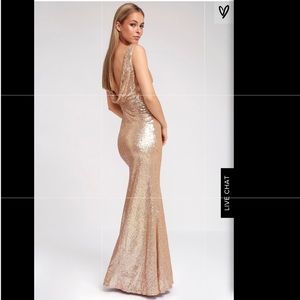 Lulus rose gold sequin maxi dress